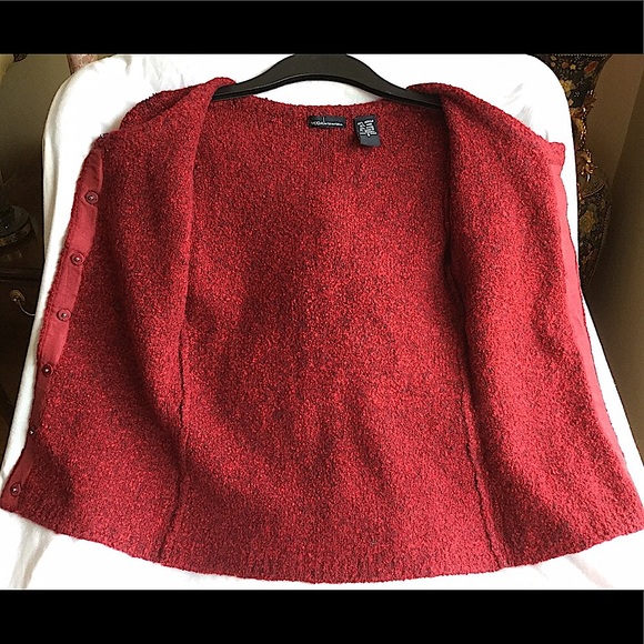Moda International BOUCLÉ Sweater CARDIGAN Red Marl S - Picture 5 of 7